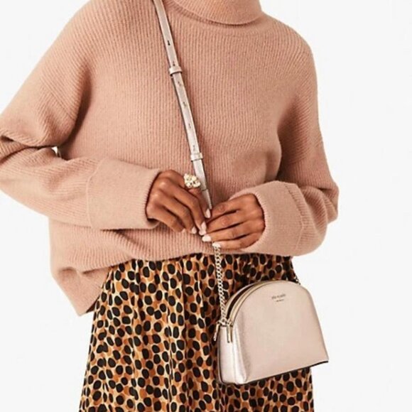 NWOT - KATE SPADE - Spencer Metallic Rose Gold Leather Zip Dome Crossbody K5386 - Picture 2 of 5
